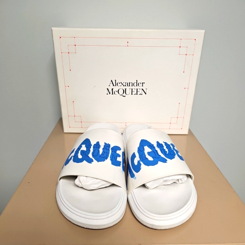 Alexander McQueen Slides 12 (45E) WHITE/LAKE BLUE